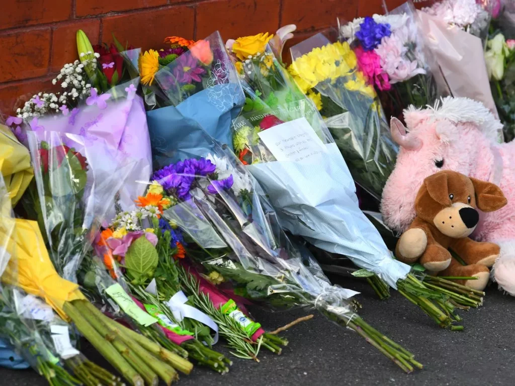 0 Floral tributes and cuddly toysleft at the stabbing scene scene on Hart StreetSouthport