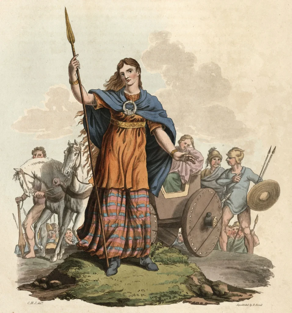 Boudicca ancient British queen 60 CE engraving circa 1815