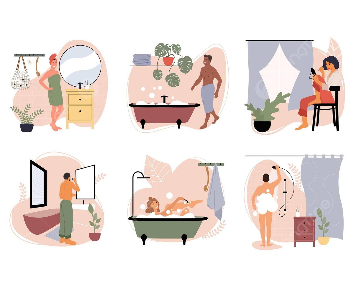 pngtree collection of vector graphics depicting individuals engaging in their daily hygiene png image 12516968