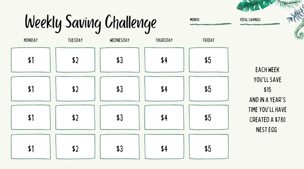 weekly saving challenge