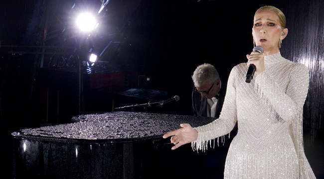 Canadian Singer Celine Dion performs on the Eiffel Tower at the conclusion of the opening ceremony of the Olympic Games Paris 2024 TopshotOlyParis2024Opening 4 1