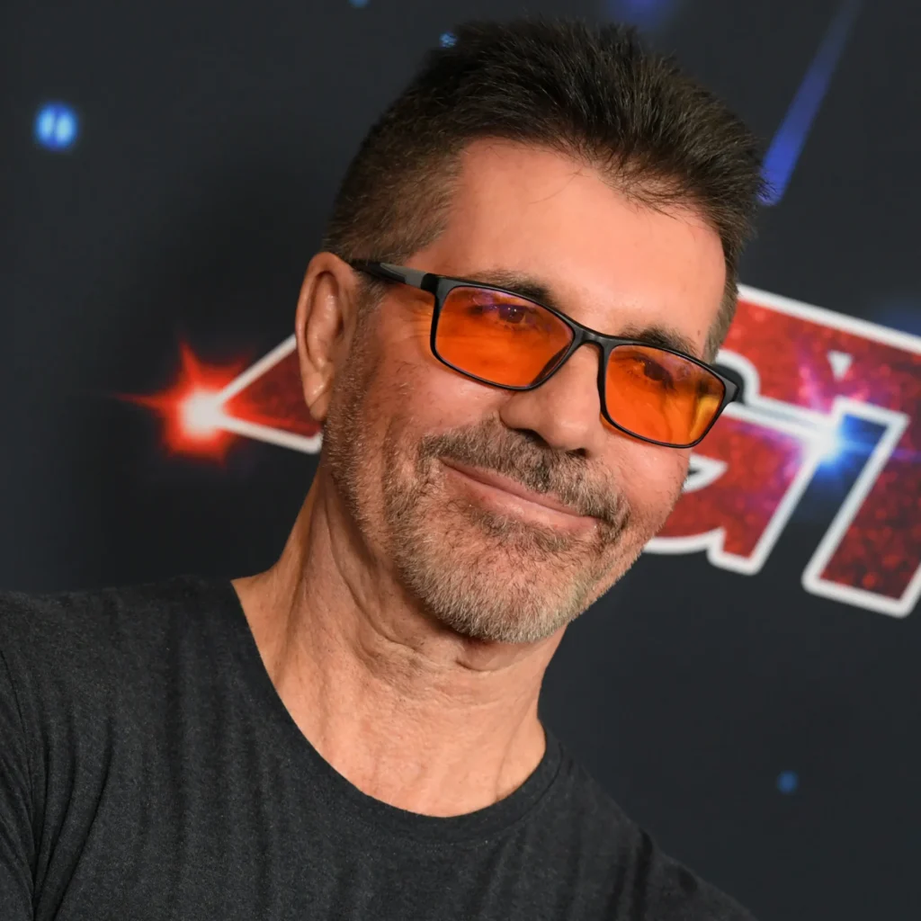 simon cowell red tinted glasses